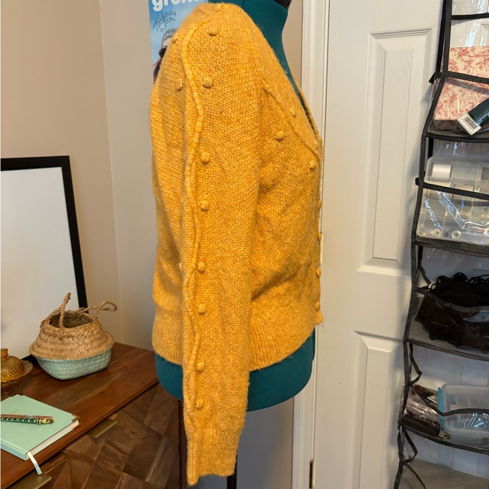 Vero Moda Mustard Yellow Cardigan Sweater Classic V-Neck - Picture 3 of 6